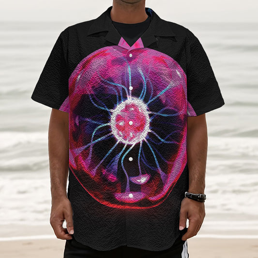 Plasma Ball Print Textured Short Sleeve Shirt