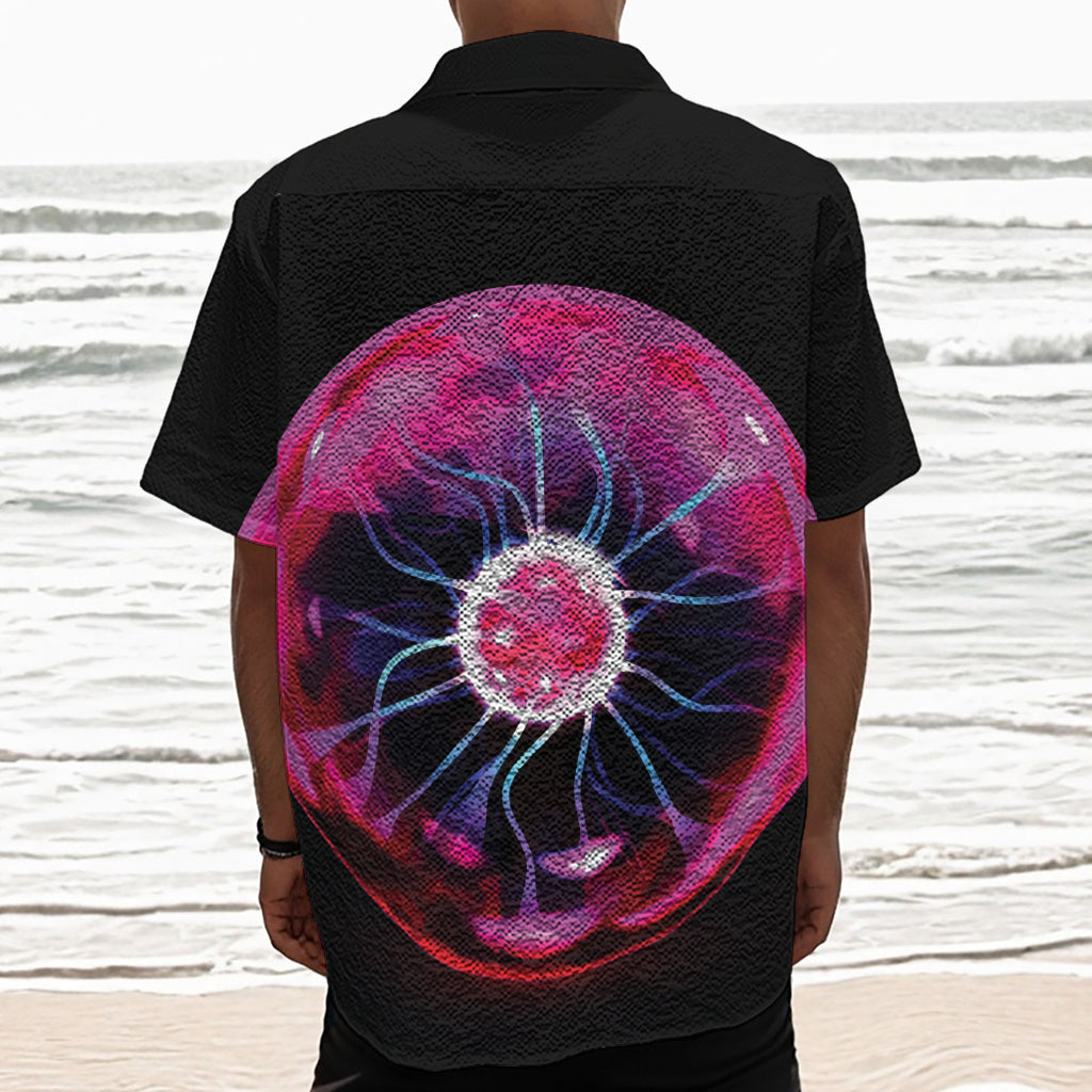 Plasma Ball Print Textured Short Sleeve Shirt
