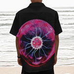 Plasma Ball Print Textured Short Sleeve Shirt
