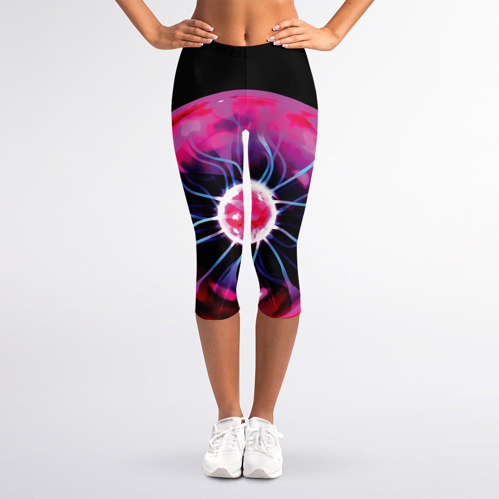 Plasma Ball Print Women's Capri Leggings