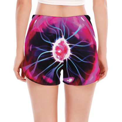 Plasma Ball Print Women's Split Running Shorts