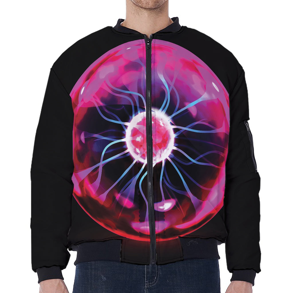 Plasma Ball Print Zip Sleeve Bomber Jacket