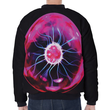 Plasma Ball Print Zip Sleeve Bomber Jacket