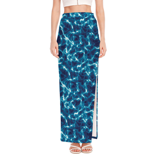 Plasma Energy Print High Slit Maxi Skirt