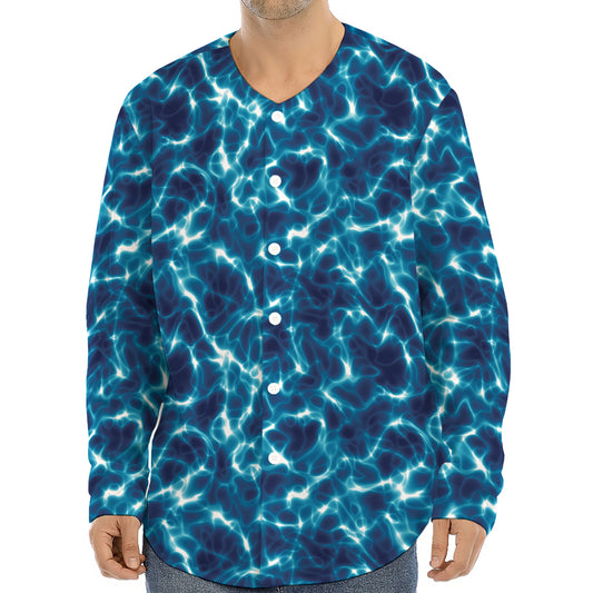 Plasma Energy Print Long Sleeve Baseball Jersey
