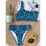Plasma Energy Print One Shoulder Bikini Top