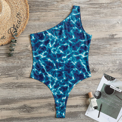 Plasma Energy Print One Shoulder Bodysuit