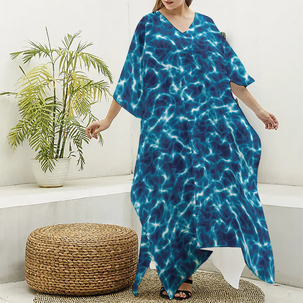 Plasma Energy Print Silk V-Neck Kaftan Dress