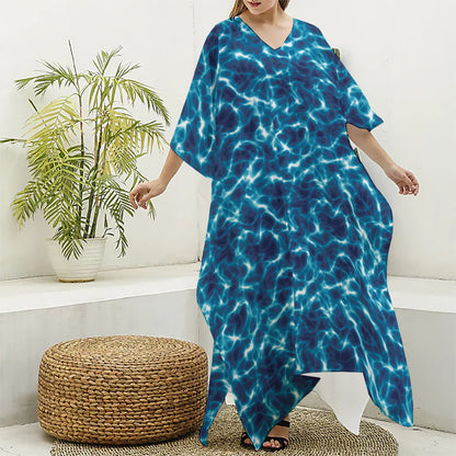 Plasma Energy Print Silk V-Neck Kaftan Dress