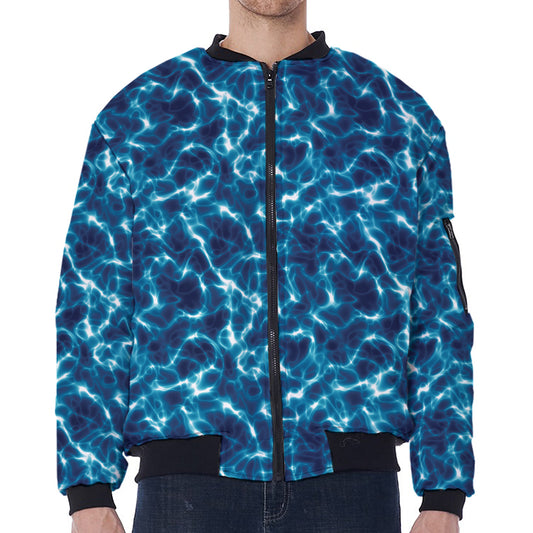 Plasma Energy Print Zip Sleeve Bomber Jacket