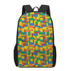 Plastic Building Blocks Pattern Print 17 Inch Backpack