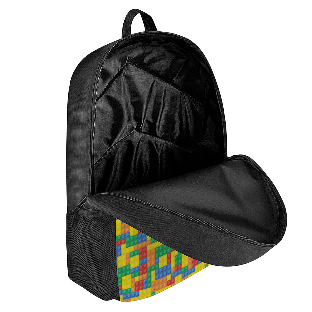 Plastic Building Blocks Pattern Print 17 Inch Backpack