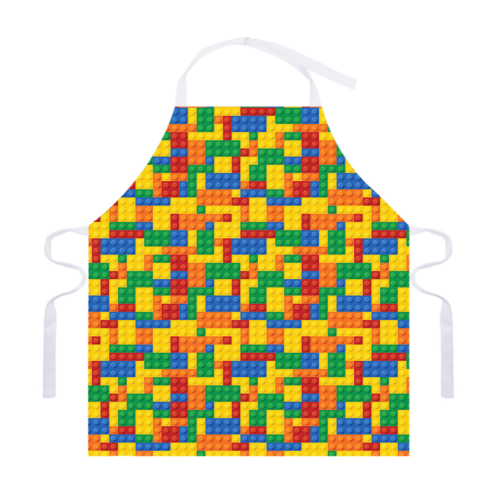 Plastic Building Blocks Pattern Print Adjustable Apron