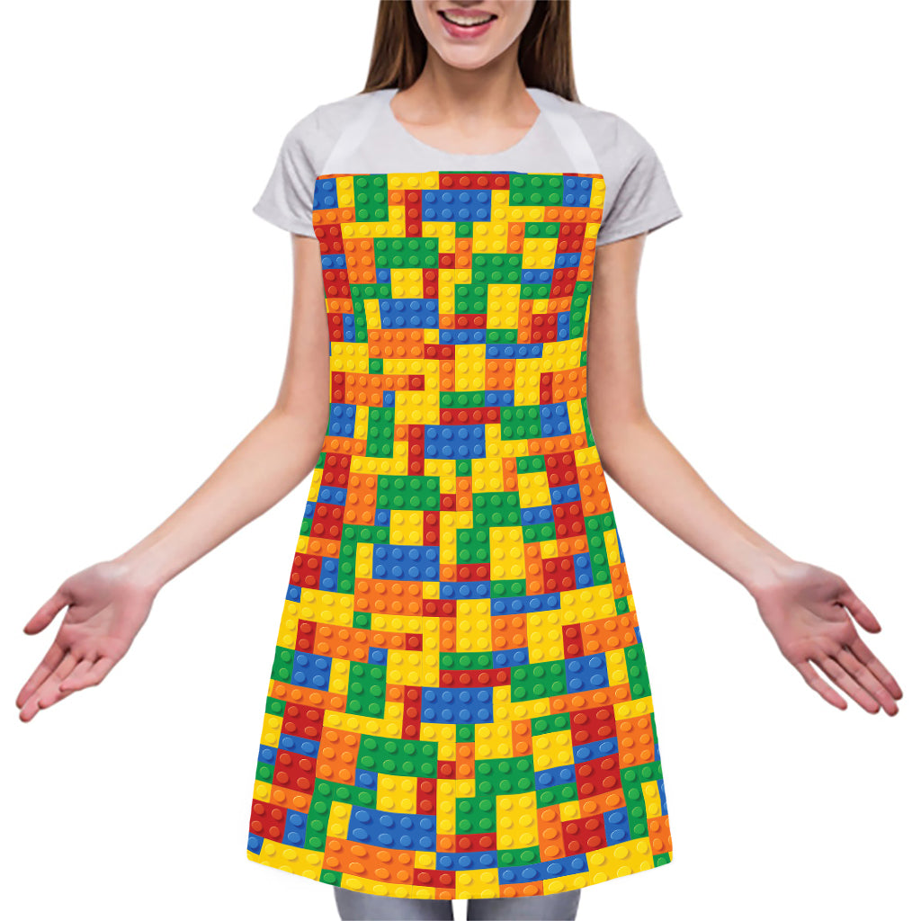 Plastic Building Blocks Pattern Print Adjustable Apron