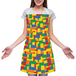 Plastic Building Blocks Pattern Print Adjustable Apron