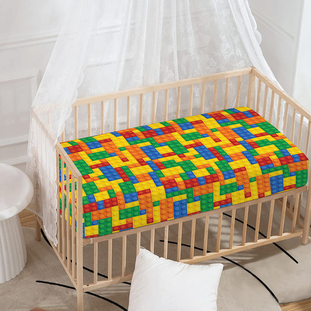Plastic Building Blocks Pattern Print Baby Crib Sheet
