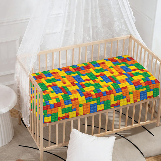 Plastic Building Blocks Pattern Print Baby Crib Sheet