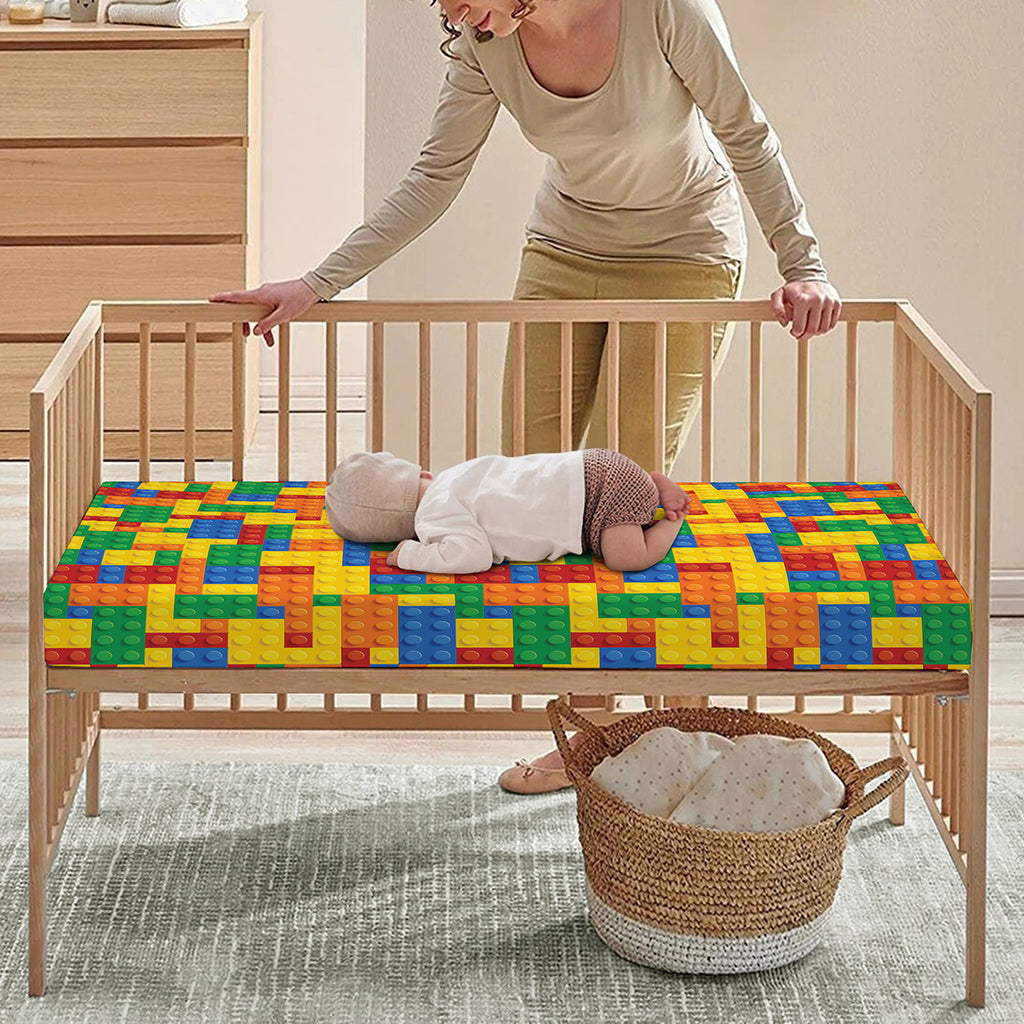 Plastic Building Blocks Pattern Print Baby Crib Sheet