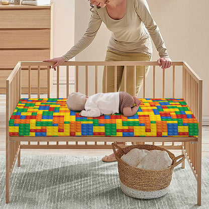 Plastic Building Blocks Pattern Print Baby Crib Sheet