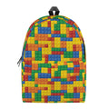 Plastic Building Blocks Pattern Print School Backpack