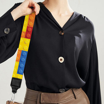 Plastic Building Blocks Pattern Print Bag Strap