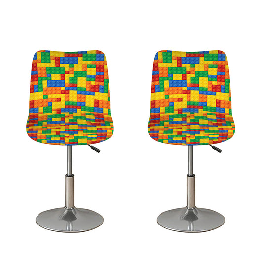 Plastic Building Blocks Pattern Print Bar Stool Covers