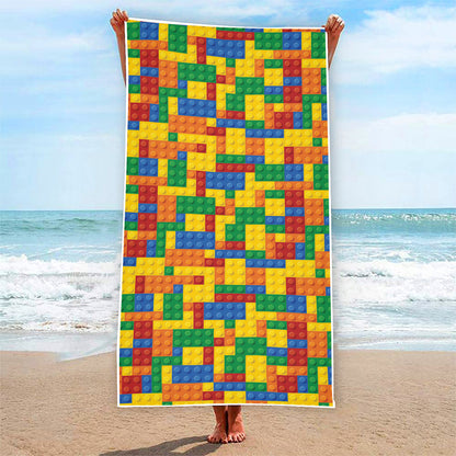 Plastic Building Blocks Pattern Print Beach Towel