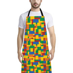 Plastic Building Blocks Pattern Print Bib Apron With Pocket
