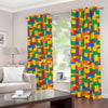 Plastic Building Blocks Pattern Print Blackout Grommet Curtains