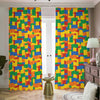 Plastic Building Blocks Pattern Print Blackout Pencil Pleat Curtains