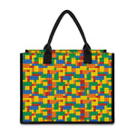 Plastic Building Blocks Pattern Print Canvas Tote Bag