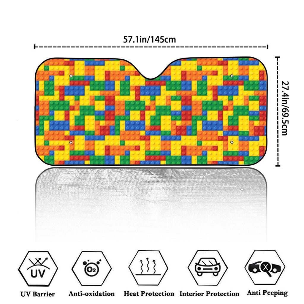 Plastic Building Blocks Pattern Print Car Windshield Sun Shade