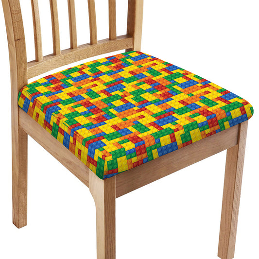 Plastic Building Blocks Pattern Print Chair Cushion Cover