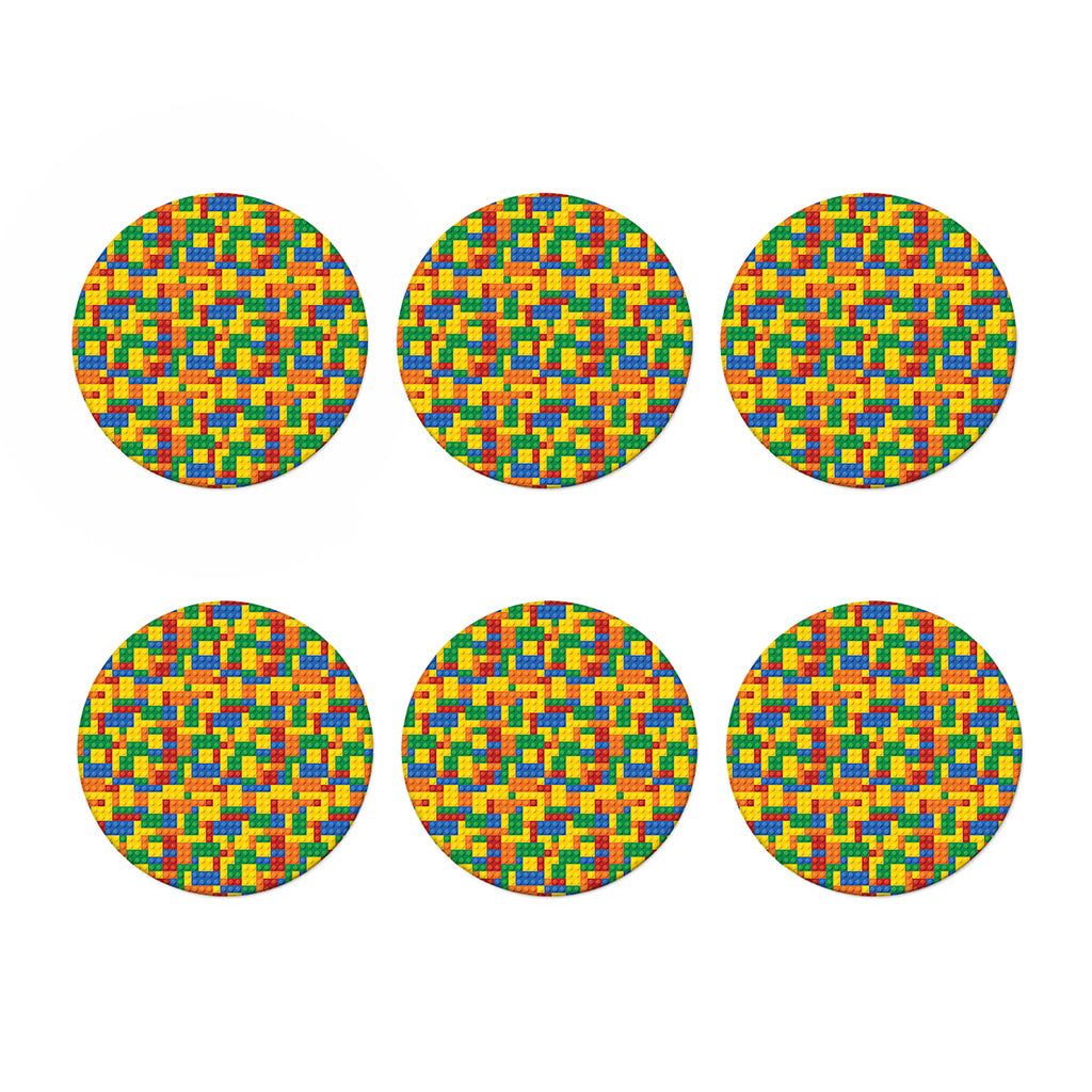 Plastic Building Blocks Pattern Print Coaster Set