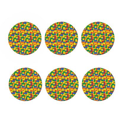 Plastic Building Blocks Pattern Print Coaster Set