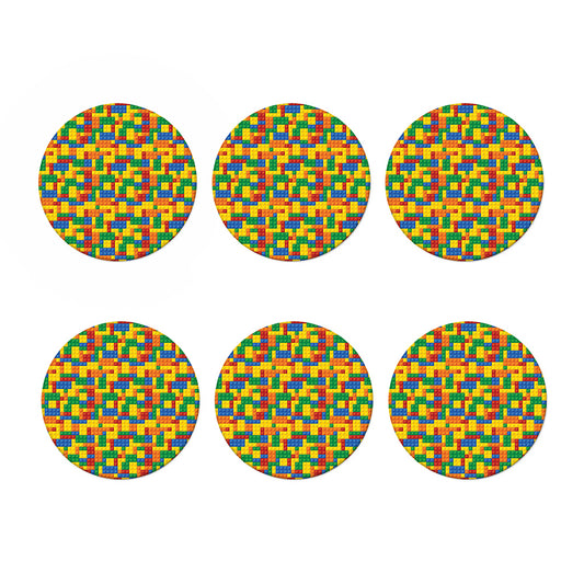 Plastic Building Blocks Pattern Print Coaster Set
