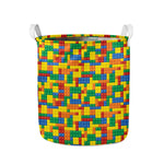 Plastic Building Blocks Pattern Print Collapsible Laundry Basket