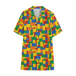 Plastic Building Blocks Pattern Print Cotton Hawaiian Shirt