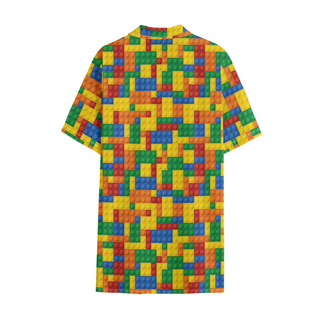 Plastic Building Blocks Pattern Print Cotton Hawaiian Shirt