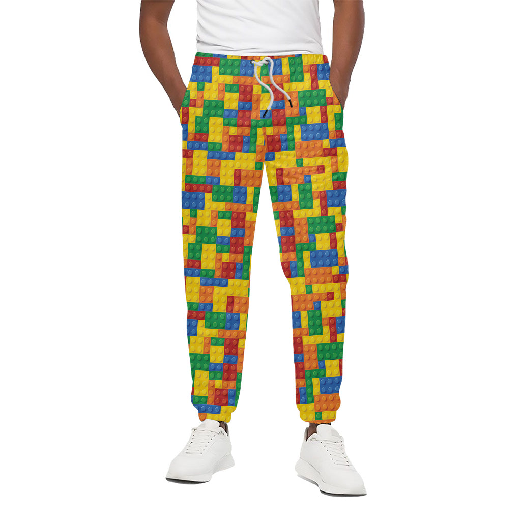 Plastic Building Blocks Pattern Print Cotton Pants