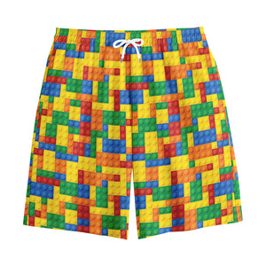 Plastic Building Blocks Pattern Print Cotton Shorts