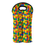 Plastic Building Blocks Pattern Print Double Neoprene Wine Tote