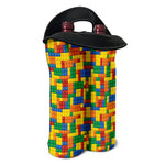 Plastic Building Blocks Pattern Print Double Neoprene Wine Tote