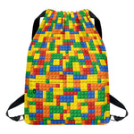 Plastic Building Blocks Pattern Print Drawstring Backpack