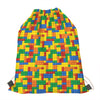 Plastic Building Blocks Pattern Print Drawstring Bag