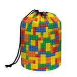 Plastic Building Blocks Pattern Print Drawstring Makeup Bag