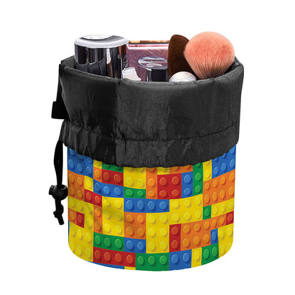 Plastic Building Blocks Pattern Print Drawstring Makeup Bag