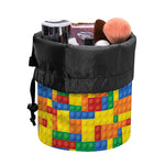 Plastic Building Blocks Pattern Print Drawstring Makeup Bag