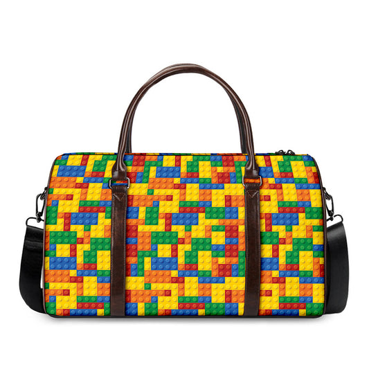 Plastic Building Blocks Pattern Print Duffle Bag