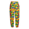 Plastic Building Blocks Pattern Print Fleece Lined Knit Pants